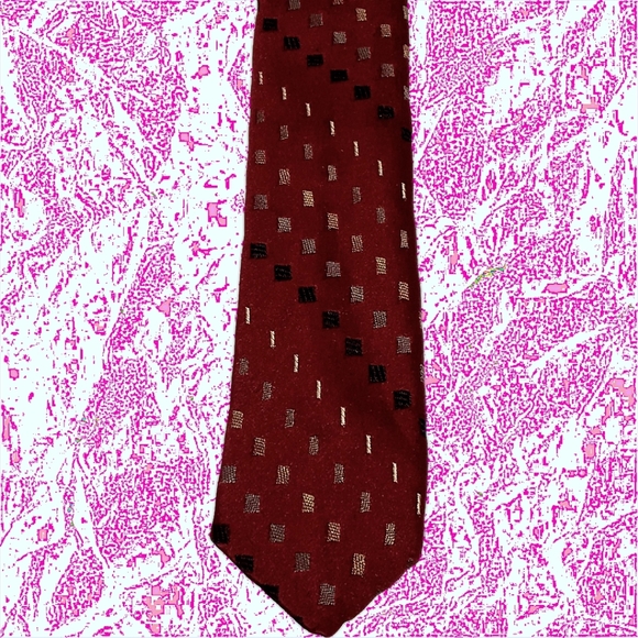 J. Ferrar Vintage Tie 100% Imported Silk Foulard Necktie Red w/Geometric Pattern - Picture 9 of 14
